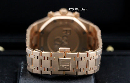 Audemars Piguet 26315OR Royal Oak Chronograph Pink Gold Silver Dial 38MM Box & Papers