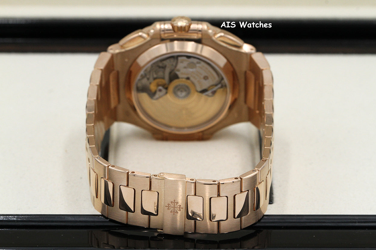 Patek Philippe Nautilus 5980/1R Chronograph 18K Rose Gold Black Dial Box & Papers