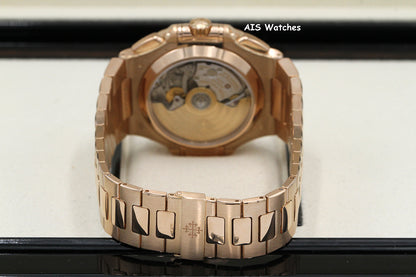 Patek Philippe Nautilus 5980/1R Chronograph 18K Rose Gold Black Dial Box & Papers