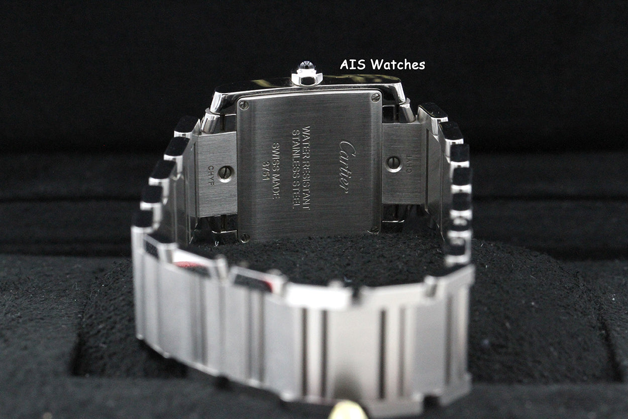 Cartier Tank Francaise W4TA0009 Medium Diamond Bezel Quartz Silver Dial B&P