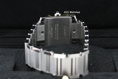 Cartier Tank Francaise W4TA0009 Medium Diamond Bezel Quartz Silver Dial B&P