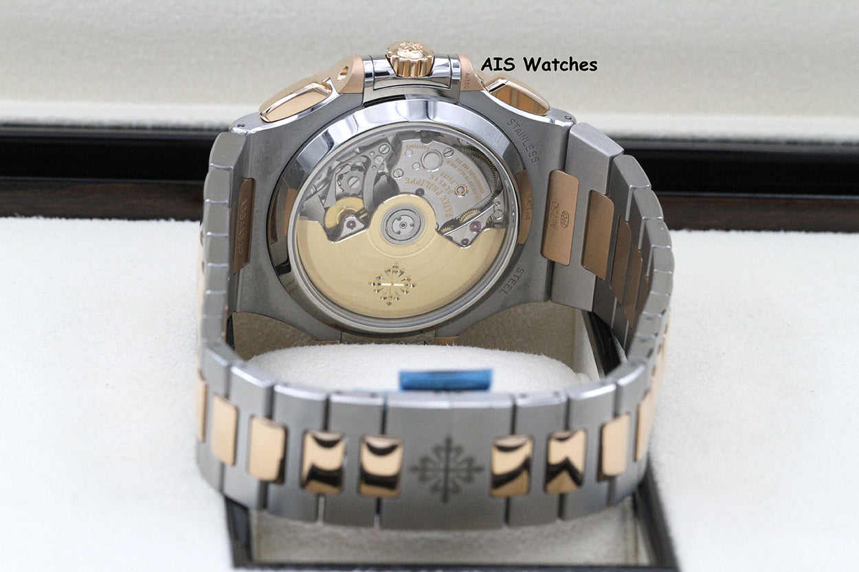 Patek Philippe Nautilus 5980/1AR Chronograph 18K Rose Gold / Stainless Steel Blue Dial Box & Papers