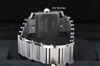 Cartier Tank Francaise W4TA0009 Medium Diamond Bezel Quartz Silver Dial B&P