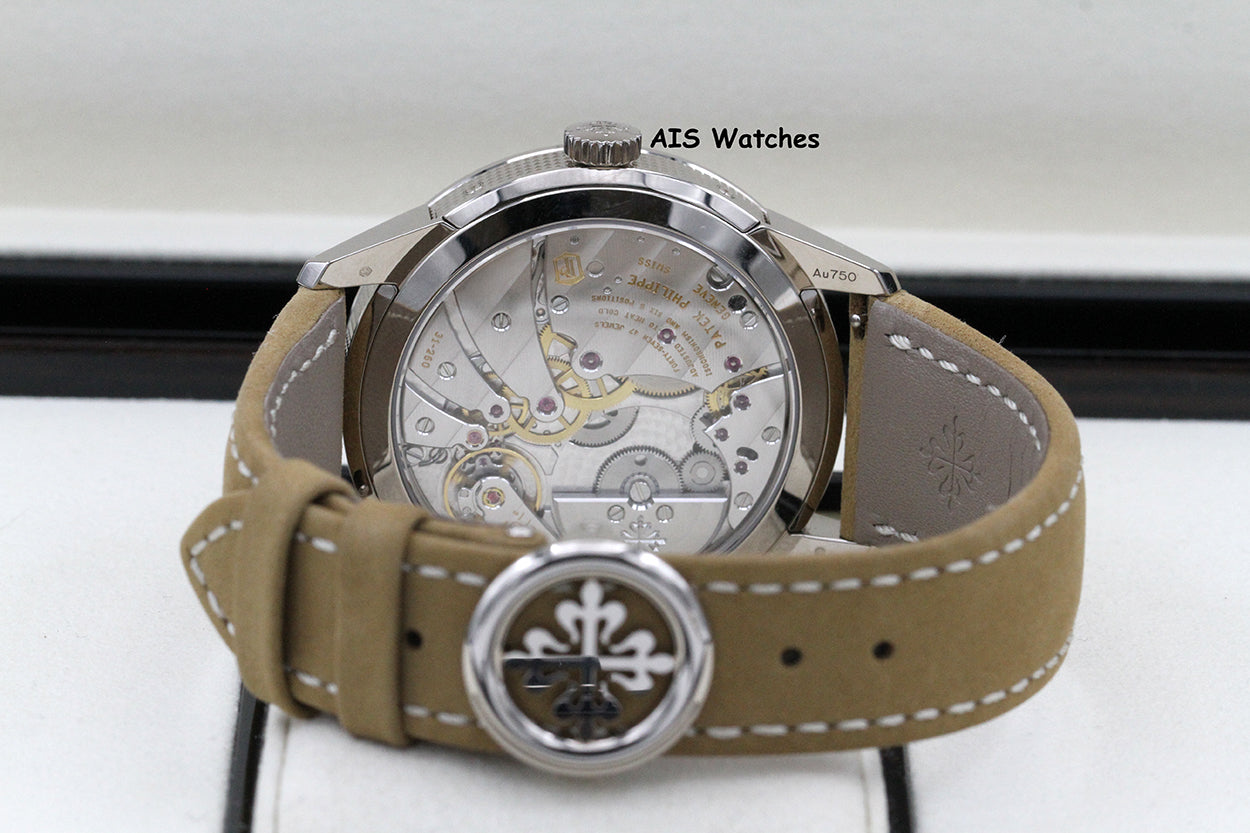 BNIB Patek Philippe Calatrava Annual Calendar Travel Time 5326G 18K White Gold Charcoal Dial Box & Papers