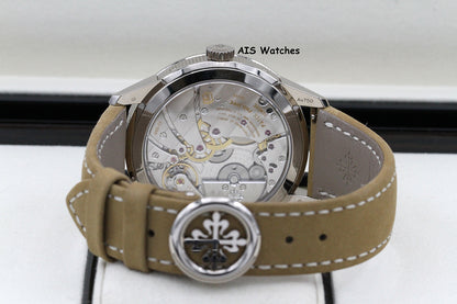 BNIB Patek Philippe Calatrava Annual Calendar Travel Time 5326G 18K White Gold Charcoal Dial Box & Papers