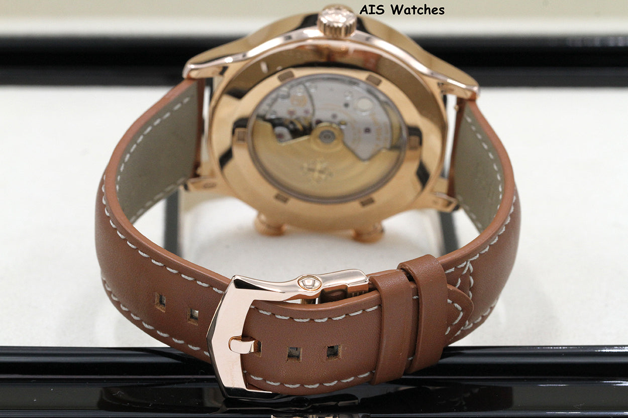 Patek Philippe 5524R Calatrava Pilot Travel Time Rose Gold Brown Dial 42MM Box & Paper