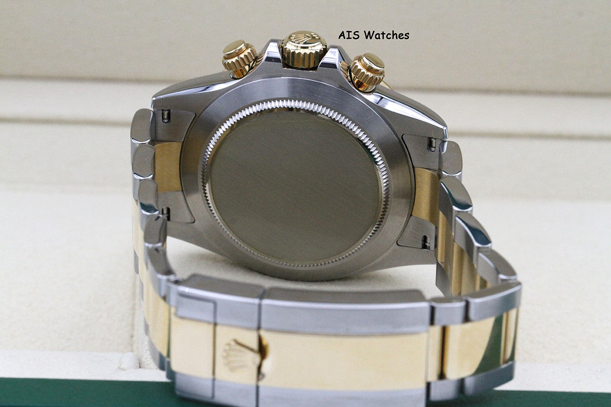 Rolex Daytona 116523 18K YG / SS Panda Arabic Racing Dial Box & Papers