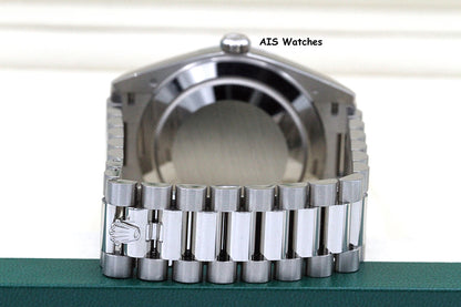 BNIB Rolex 228239 DayDate 40MM DD40 18K White Gold Olive Green Roman Dial B&P