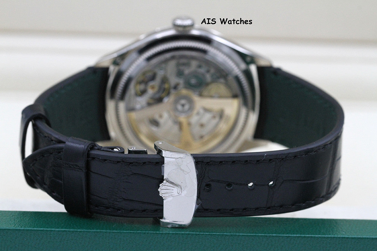 BNIB Rolex 52509 Perpetual 1908 18K White Gold Black Dial Leather Strap 39MM BP