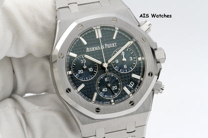 BNIB Audemars Piguet 26240ST 41MM Royal Oak Chronograph Blue Dial B&P