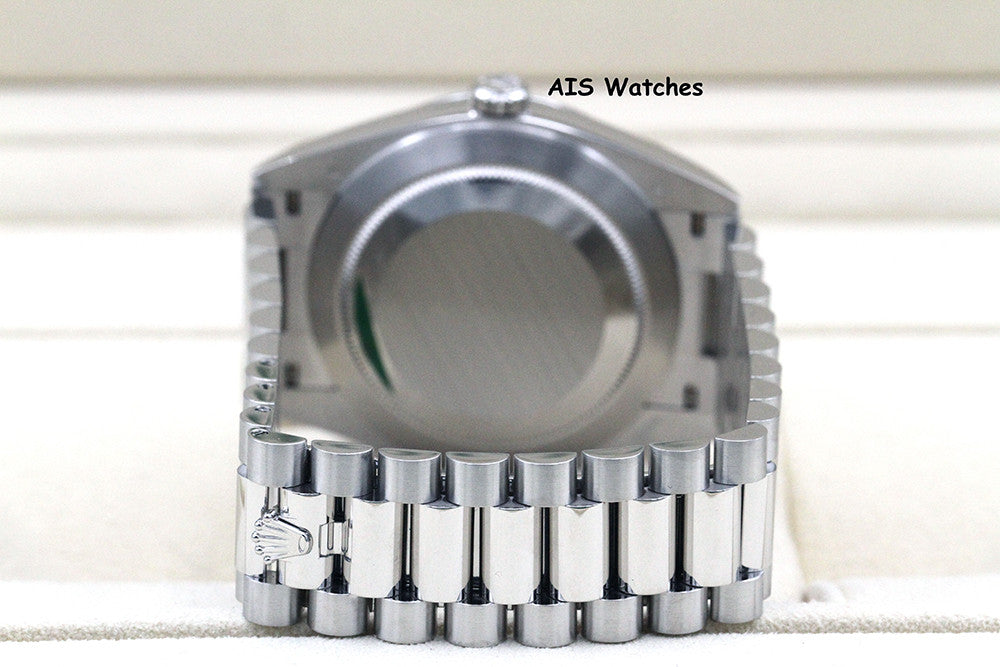 Rolex 228206 Platinum DayDate 40MM DD40 Ice Blue Diagonal Motif Dial B&P
