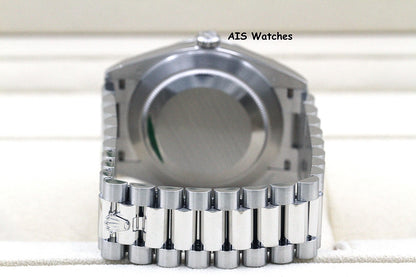 Rolex 228206 Platinum DayDate 40MM DD40 Ice Blue Diagonal Motif Dial B&P