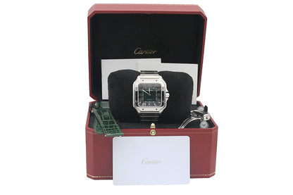 BNIB Cartier Santos De Cartier Large Steel WSSA0062 Green Dial 39.8MM B&P
