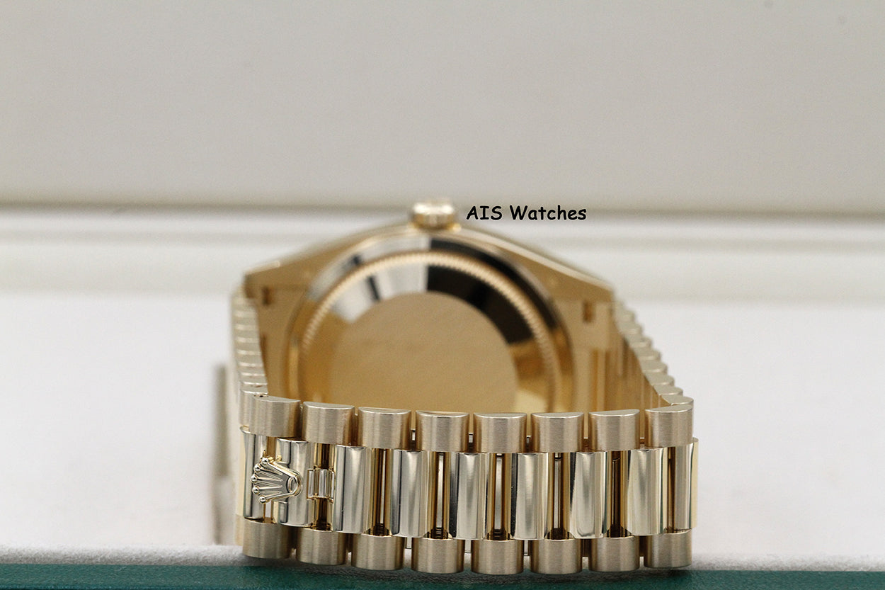 BNIB Rolex 128238 DayDate 36MM DD36 Yellow Gold Green Ombre Roman Dial B&P