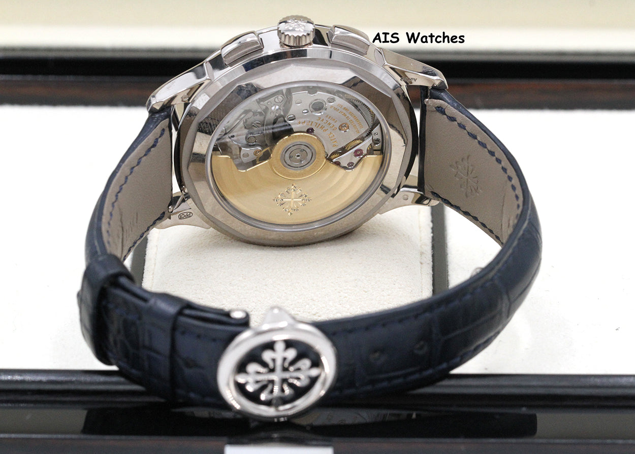 Patek Philippe 5930G World Time Chronograph White Gold Blue Dial Box & Paper