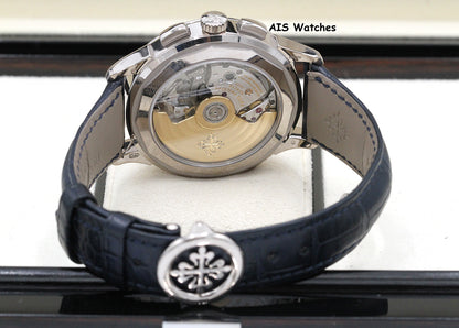 Patek Philippe 5930G World Time Chronograph White Gold Blue Dial Box & Paper