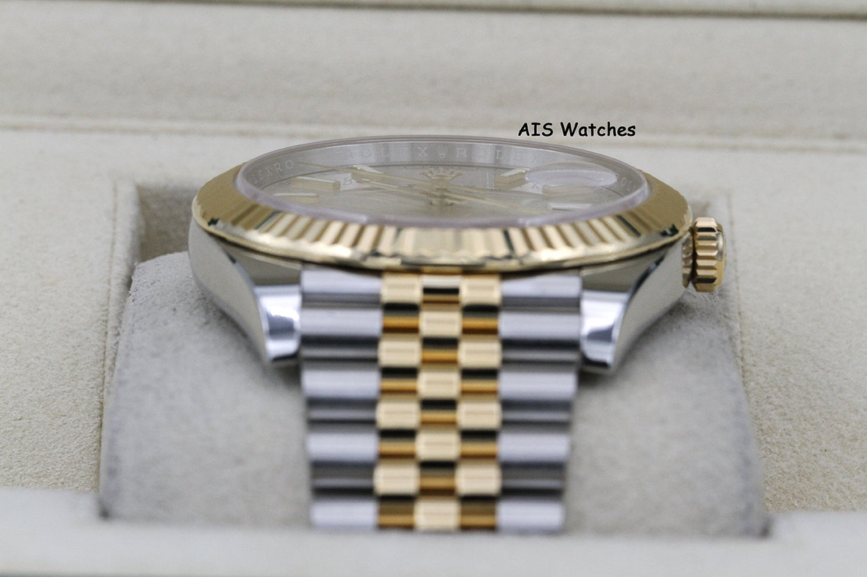 Rolex 126333 DateJust 41MM 18K YG/SS Silver Stick Dial Jubilee Bracelet 2022 Box & Papers