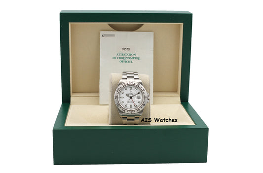 Rolex Explorer II 16570 Polar White Dial 40MM K Serial Box & Papers