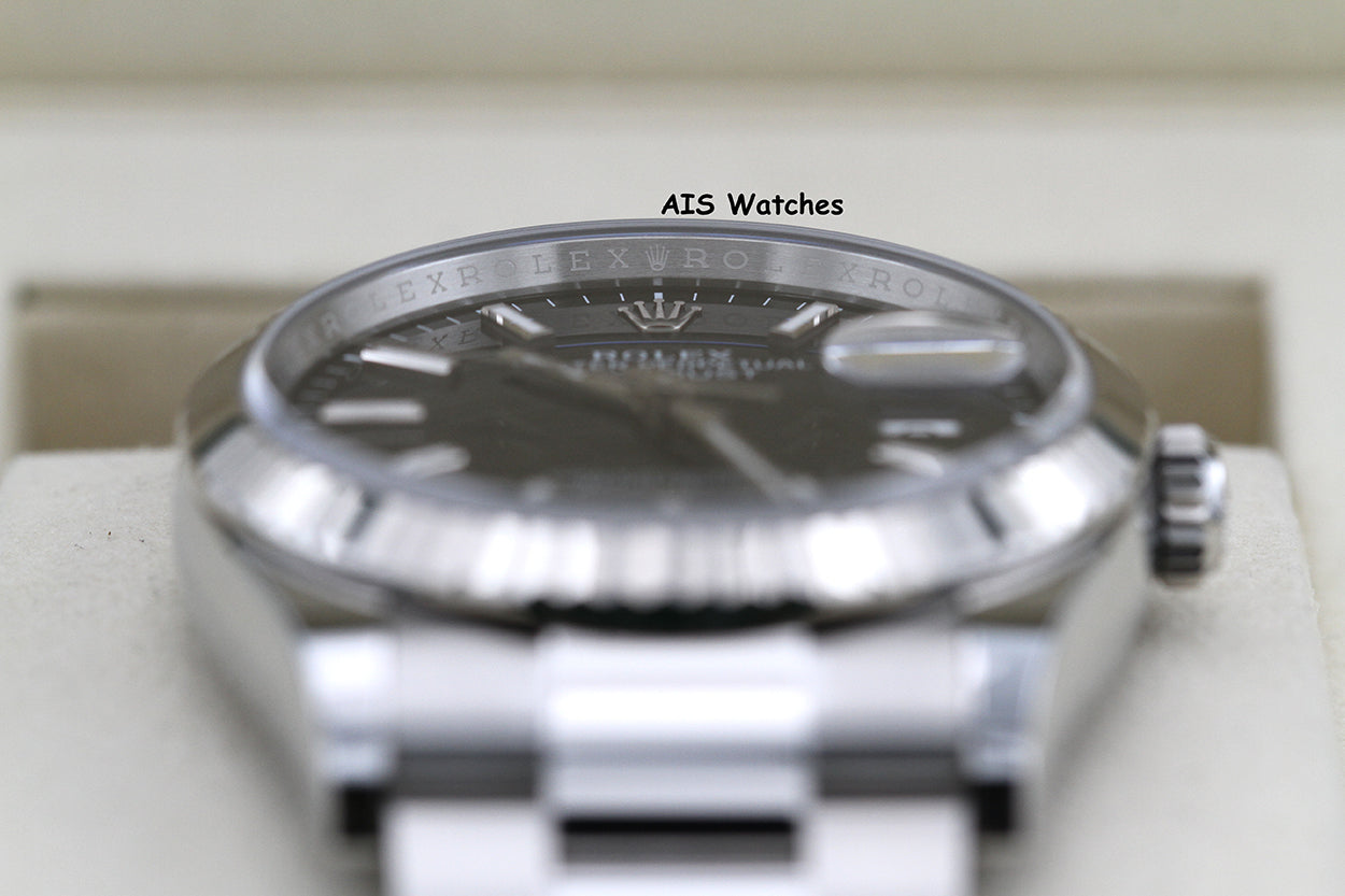 Rolex Datejust 36MM 126234 Oyster Black Stick Dial Stainless Steel B&P