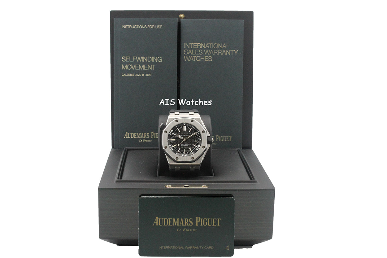 Audemars Piguet 15710ST Royal Oak Offshore Diver Black Dial 42MM Box & Papers