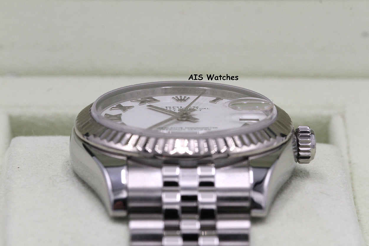 Rolex Ladies DateJust 178274 White Roman Dial 31MM Jubilee B&P
