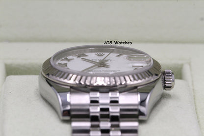 Rolex Ladies DateJust 178274 White Roman Dial 31MM Jubilee B&P