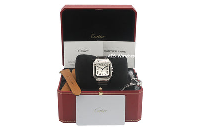 Cartier Santos De Cartier Medium Steel WSSA0029 Silver Dial 35.1MM Box & Papers