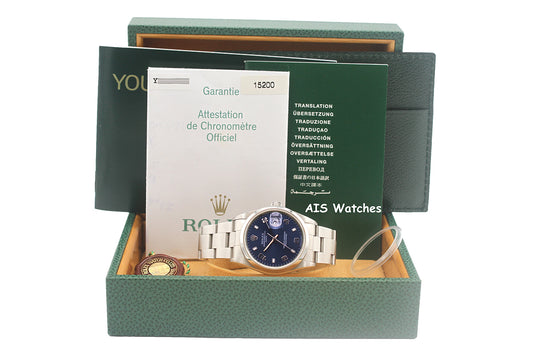 Rolex 15200 Oyster Perpetual 36 MM Arabic Blue Dial Y Serial Box & Papers