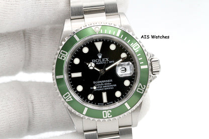 Rolex Submariner 16610LV 50th Anniversary Kermit D Serial Box & Papers