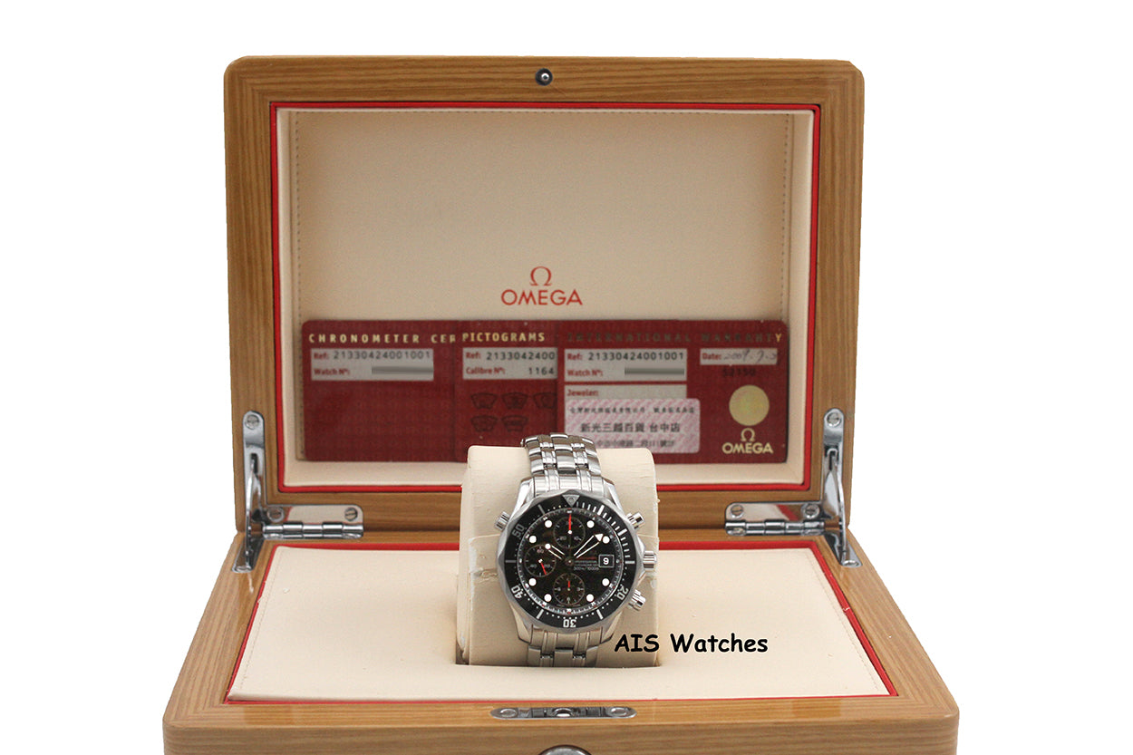 Omega Seamaster Diver 213.30.42.40.01.001 300M Automatic 41.5 Chronograph SS Bracelet B&P