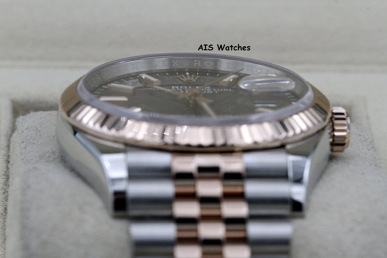 Rolex 126231 DateJust 36MM 18K RG/SS Rhodium Stick Dial Jubilee Bracelet B&P