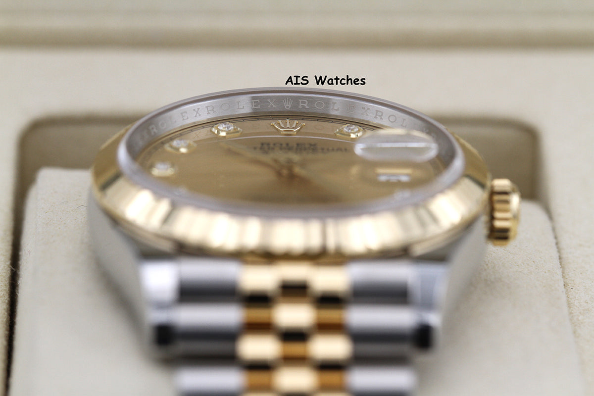 BNIB Rolex 126233 DateJust 36MM 18K YG/SS Champagne Diamond Dial Jubilee Bracelet B&P