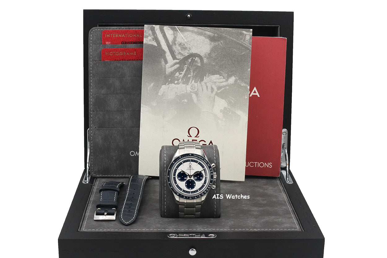 Omega Speedmaster CK2998 Blue SS Bracelet / Leather 311.33.40.30.02.001 Box&Papers