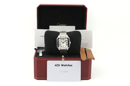 Cartier Santos De Cartier Medium Steel WSSA0029 White Dial 35.1MM Box & Papers