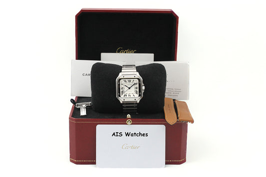 Cartier Santos De Cartier Medium Steel WSSA0029 White Dial 35.1MM Box & Papers