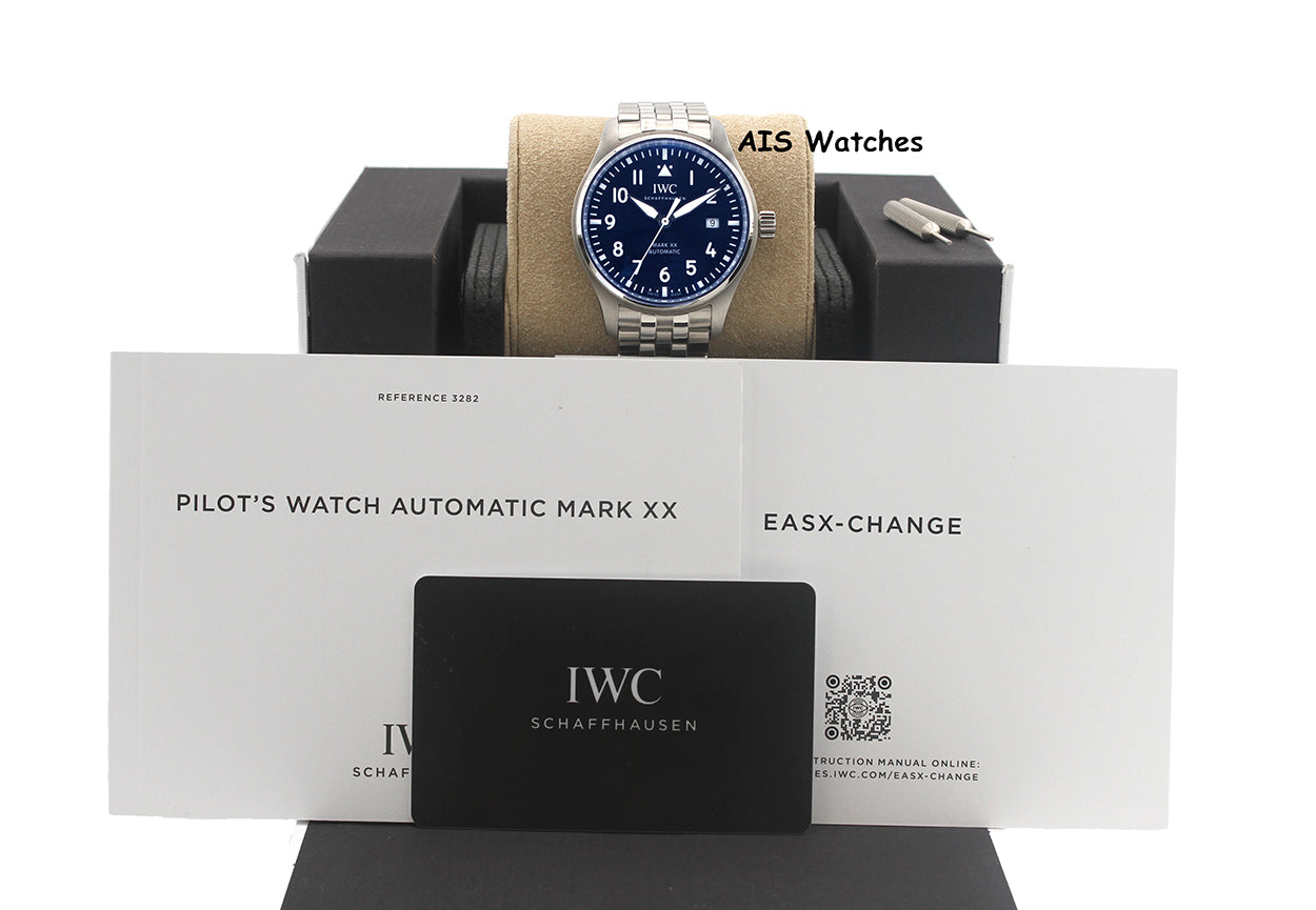 IWC Schaffhausen IW328204 Pilot's Watch Mark XX 40MM Blue Dial SS Bracelet 2025 B&P