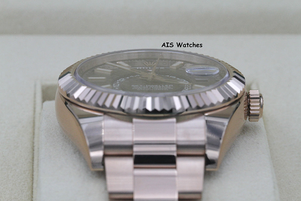 Rolex 326935 Sky-Dweller 18K Rose Gold Rhodium Dial Box & Papers