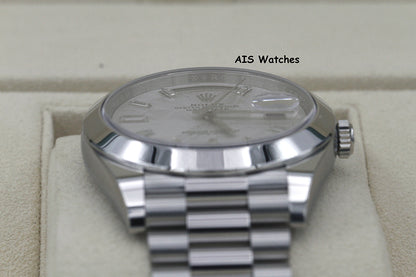 BNIB Rolex 228206 DayDate 40MM DD40 Platinum Meteorite Diamond Baguette Dial