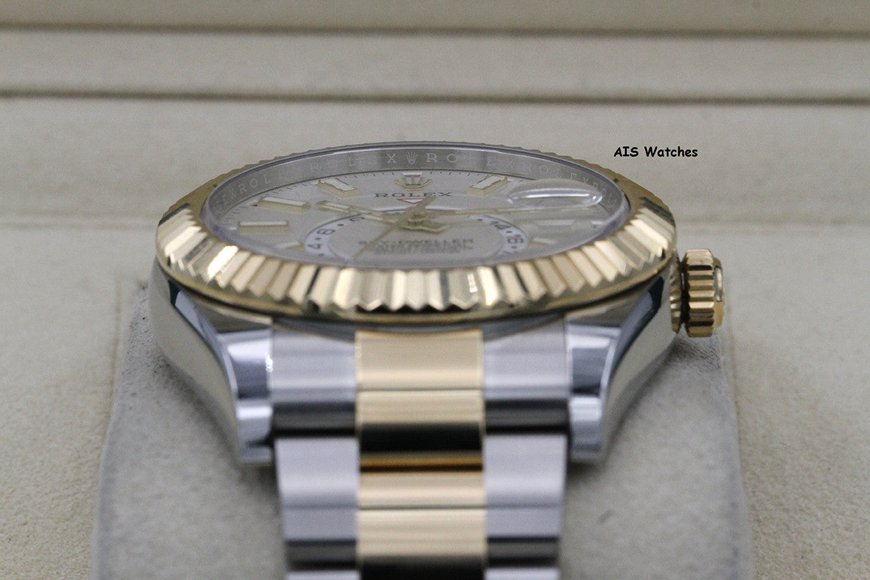 Rolex 326933 Sky-Dweller 18K Yellow Gold / SS Oyster White Dial BP