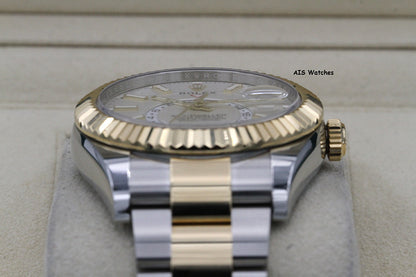 Rolex 326933 Sky-Dweller 18K Yellow Gold / SS Oyster White Dial BP