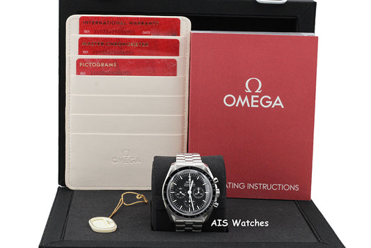 BNIB Omega SpeedMaster 3861 Moon Watch 310.30.42.50.01.001 Hesalite Crystal B&P