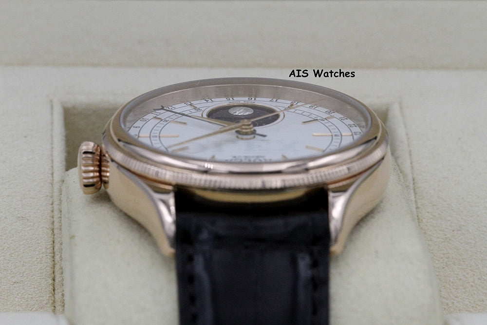 Rolex 50535 Cellini Moonphase 18K Everose Gold 39MM White Lacquer Dial BP