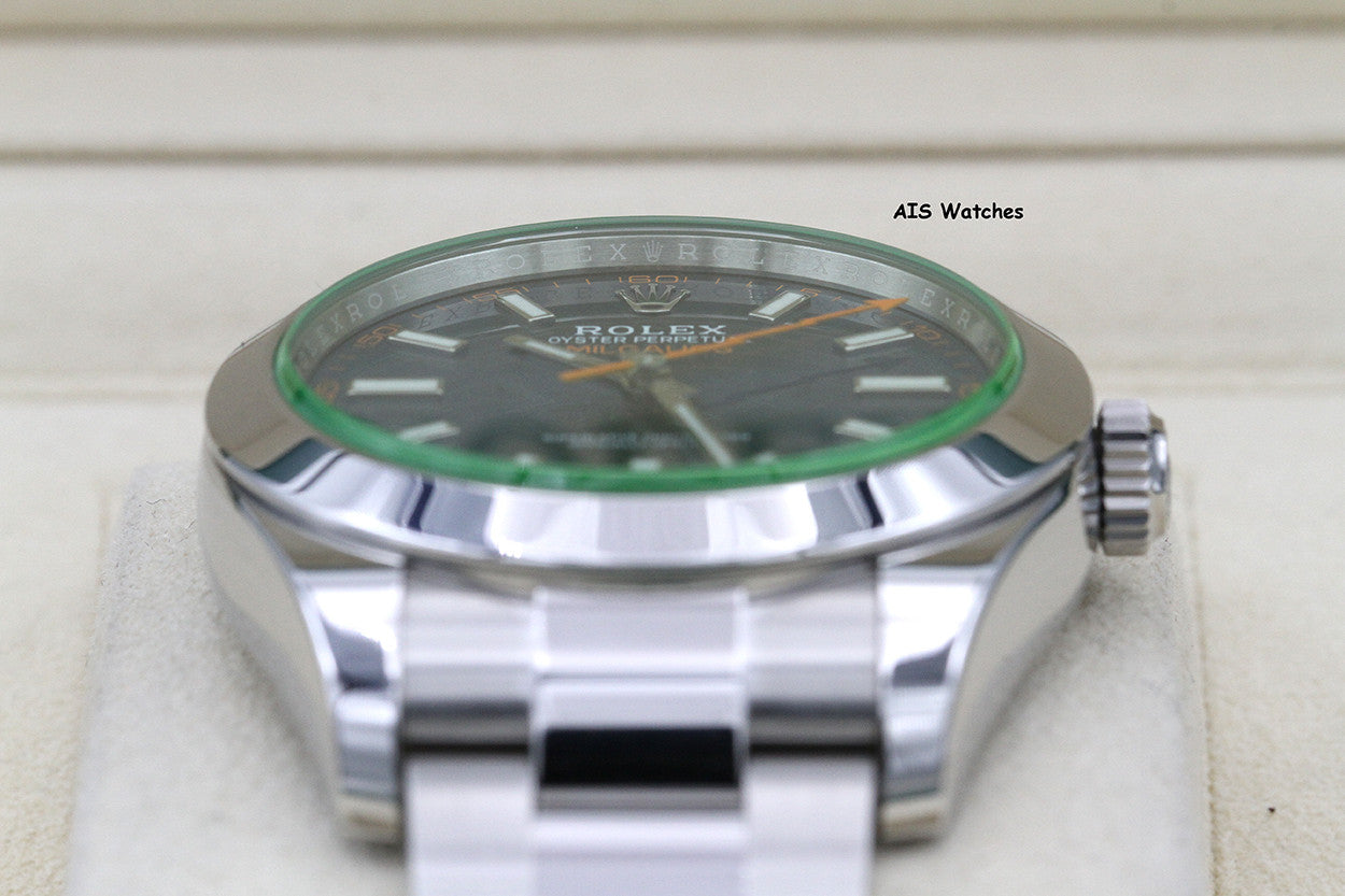 Rolex Milgauss Z-BLUE 116400GV Green Crystal Blue Dial 2021 Box & Papers
