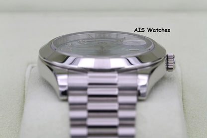 Rolex 218206 Platinum DayDate II 41MM DD2 Glacier Ice Blue Diamond Dial Box & Paper
