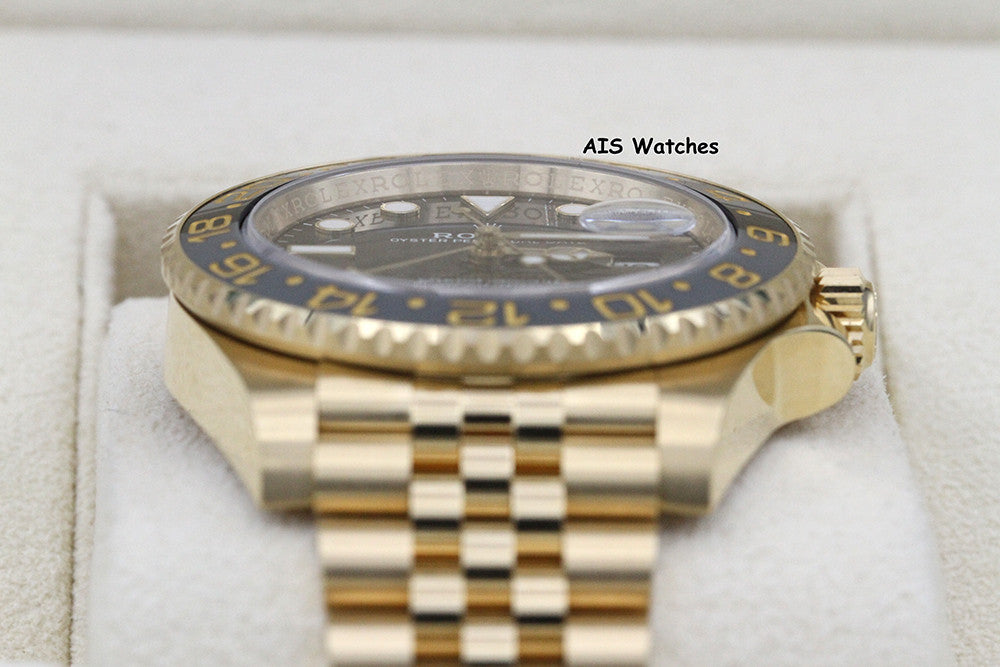 BNIB Rolex GMT-Master II 126718GRNR 18K Yellow Gold Black Dial Jubilee B&P