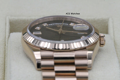 Rolex 128235 DayDate 36MM DD36 EverRose Gold Brown Ombré-Diamond Dial Box & Paper