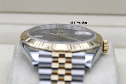 Rolex 126333 DateJust 41MM 18K YG/SS Slate Roman / Wimbeldon Dial Jubilee Bracelet B&P