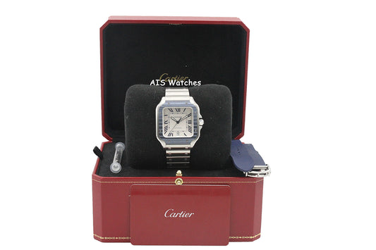 Cartier Santos De Cartier Large Steel WSSA0047 Blue PVD Bezel/White Dial 41MM Box&Papers