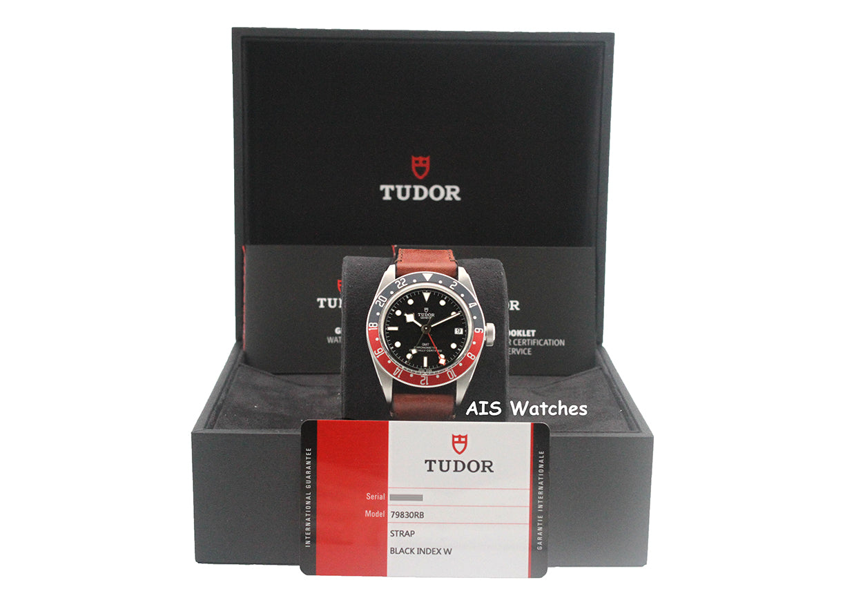 Tudor 79830RB Black Bay GMT Pepsi Stainless Leather Strap Box & Paper