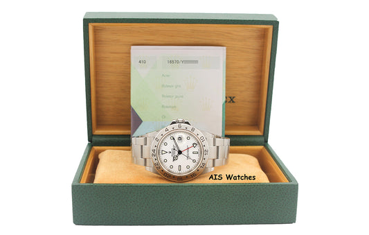 Rolex Explorer II 16570 Polar White Dial 40MM Y Serial Box & Papers